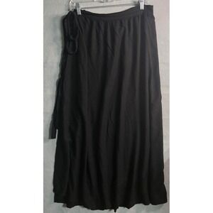Lascana Sarong Black Wrap Style Side Tie Maxi Skirt Solid Long Flowy Minimalist